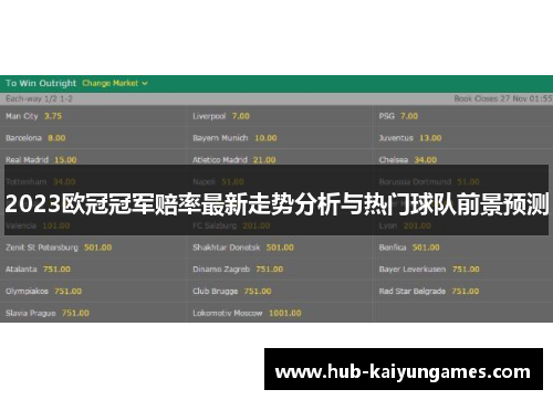 2023欧冠冠军赔率最新走势分析与热门球队前景预测